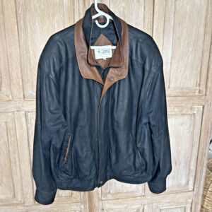 Remy Leather 6005 Men's Lambskin Double Collar Bomber 42R Peat Timber USA